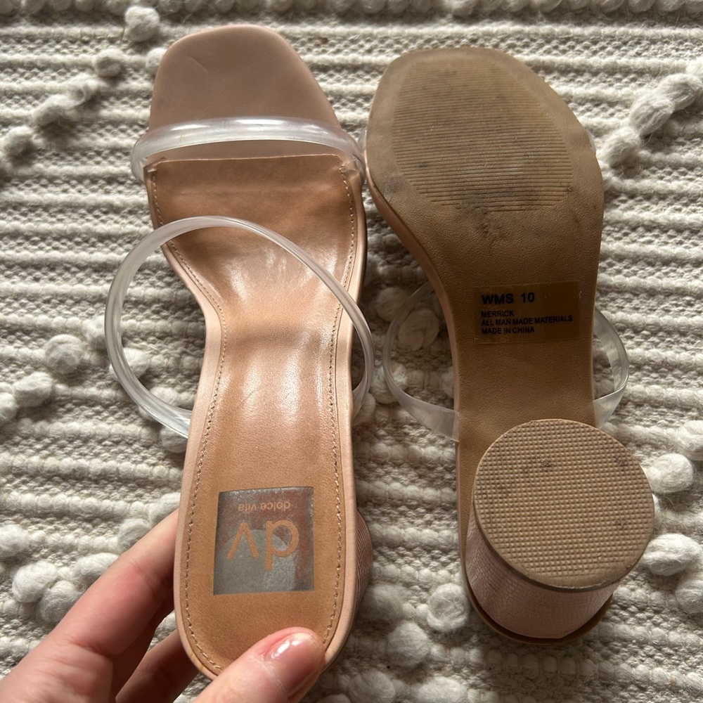 DV by Dolce Vita Women's Tan Heels with Clear Straps